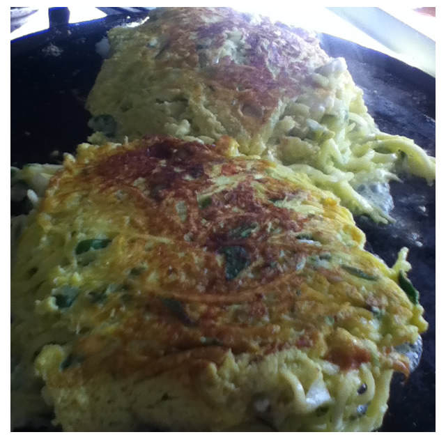 Yellow squash & feta pancakes with parsley, shallots & garlic. Yellow squash & feta pancakes with parsley, shallots & garlic.